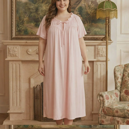 Blush Tie Front Nightgown - Pink - 4XL - image 0